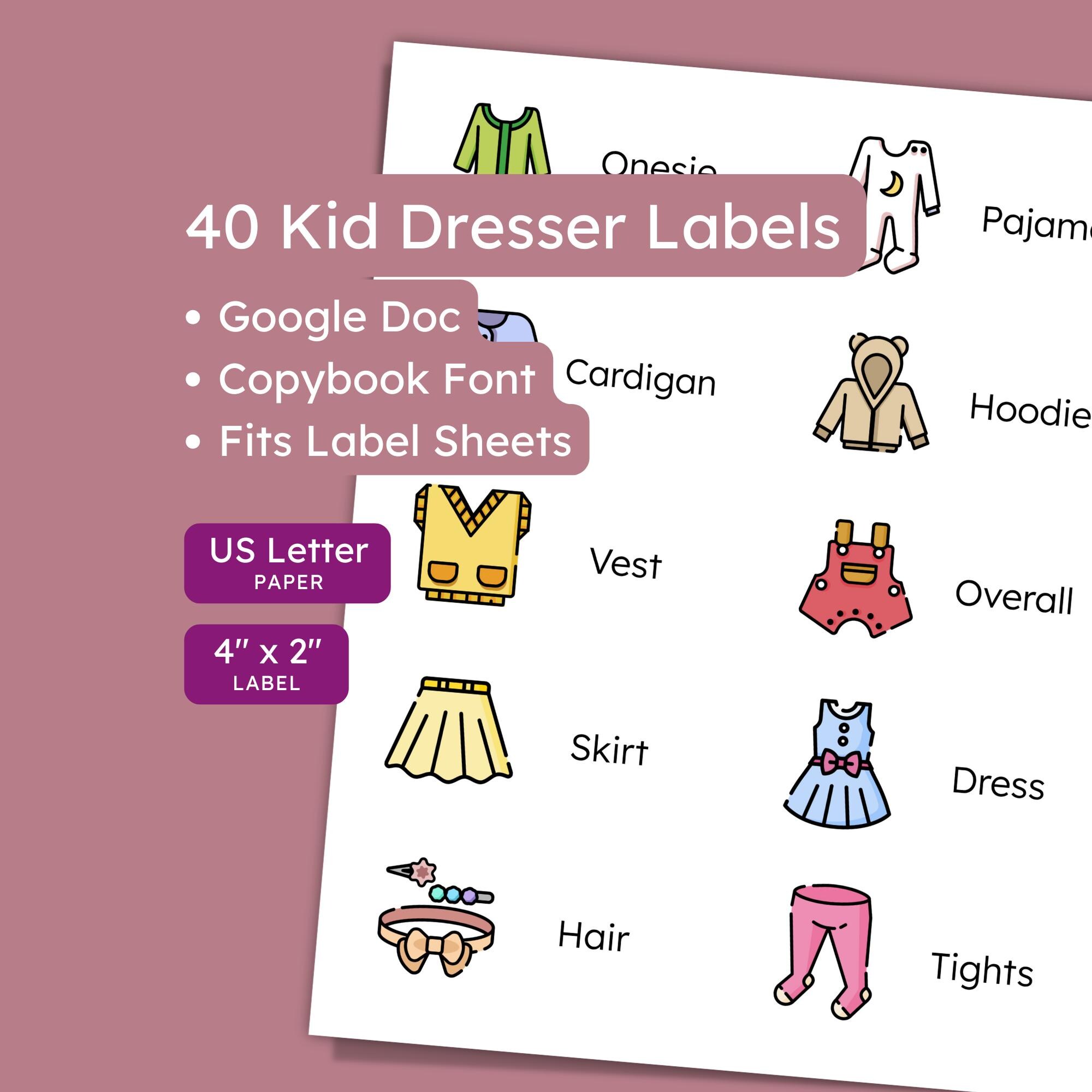 Kid Dresser Clothes Labels – Educational Copybook Font (digital ...
