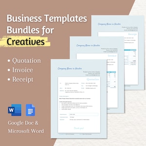 Business Template Bundle, Job Estimate Template, Quote, Invoice, Receipt, Google Doc, Word Document