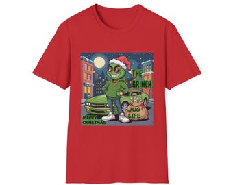 Grinch Cartoon Christmas T-Shirt | Holiday Street Scene, Mug Life Design