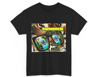 Summer Vibes Heavy Cotton Tee: Unisex Retro Beachwear