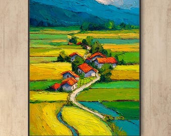 束のある麦畑 - ヴィンセント・ヴァン・ゴッホの手描きの油絵複製、夏