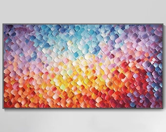 Original Hand Abstract Graffiti Art Colorful Thick Paint Texture Wall Art Geometric Pattern Creative Art Decor Unique Gift