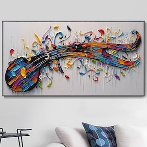 Abstract Art Thick Texture Oil Painting Creative Sheet Music Note Mural Classical Music Instrument Enthusiast Home Decor Modern Stylish Wall