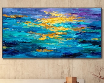 太陽 - エドヴァルド・ムンクの手描きの油絵の複製、太陽に覆われた空