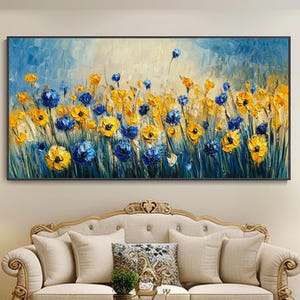 Large Flower Oil Painting 3D Blooming Flower Wall Decor Living Room Garden Decor Painting Housewarming Gift Elegant Retro Flower Canvas Art