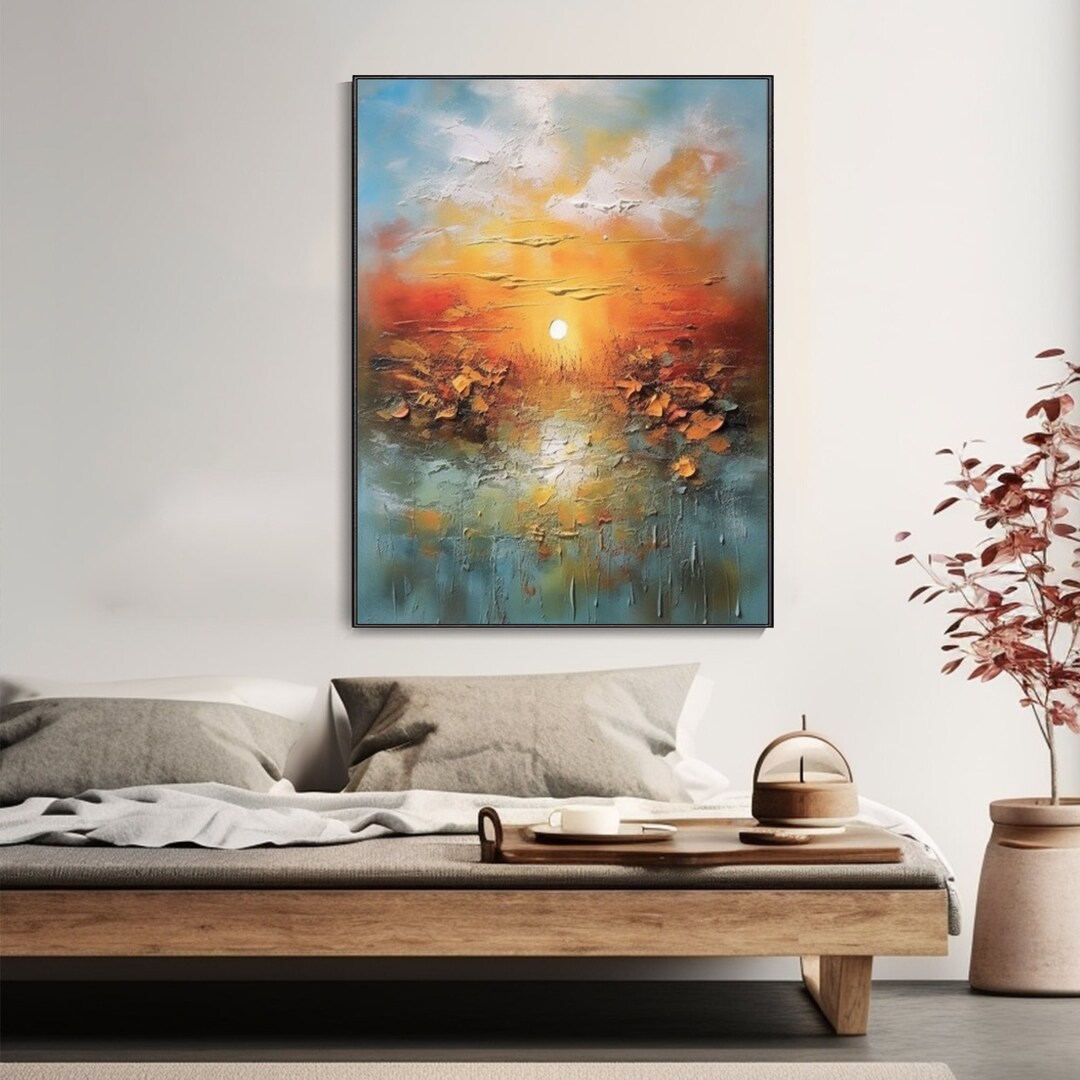 Large Sunburst Abstract 3D Textured Oil Painting HP#2858