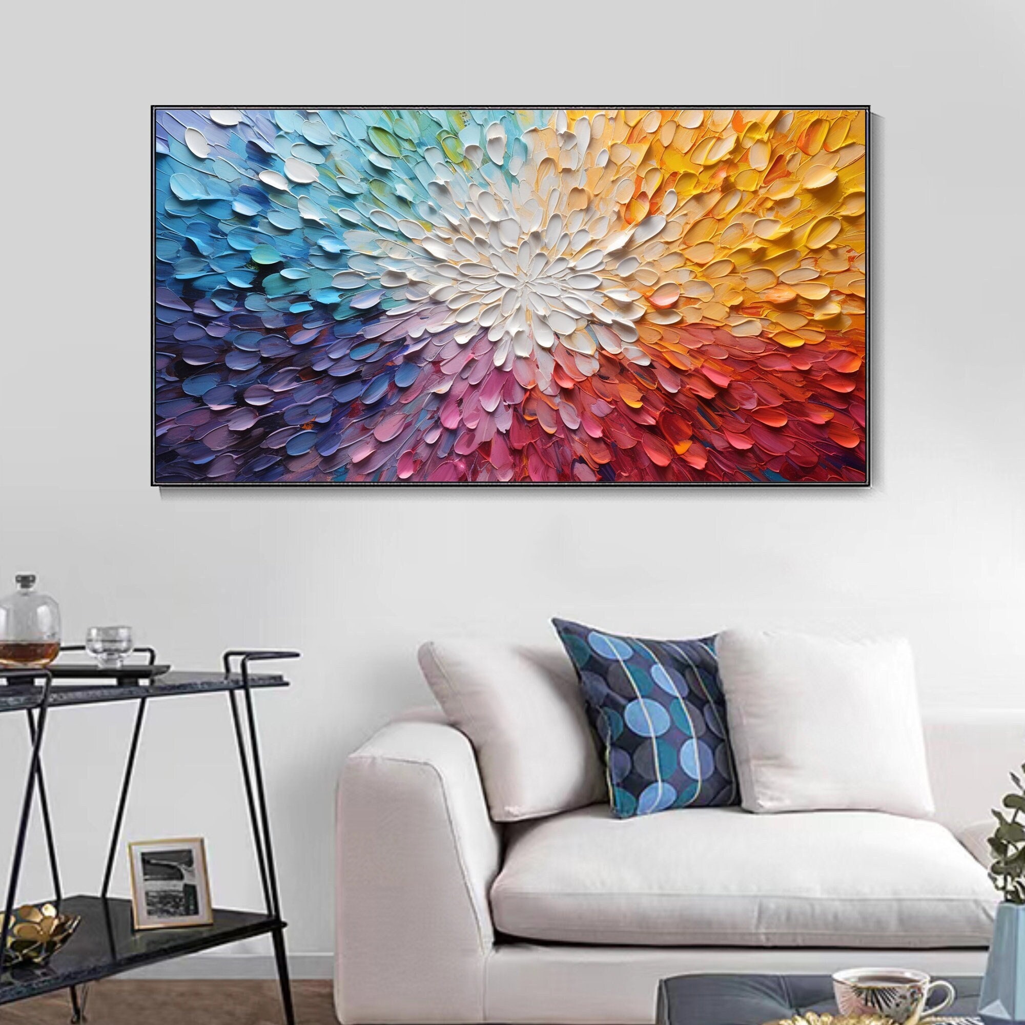 Hand Painted Thick Texture Petal Knife Painting 3D Colorful Scenery ...