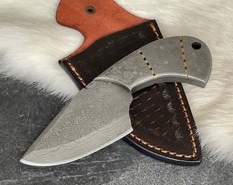 Handmade Hunting Skinning Knife Small Skinner Knife Skinner Full Damascus Knife Camping Knife Gift for Hunters Unique Father's Day Gift