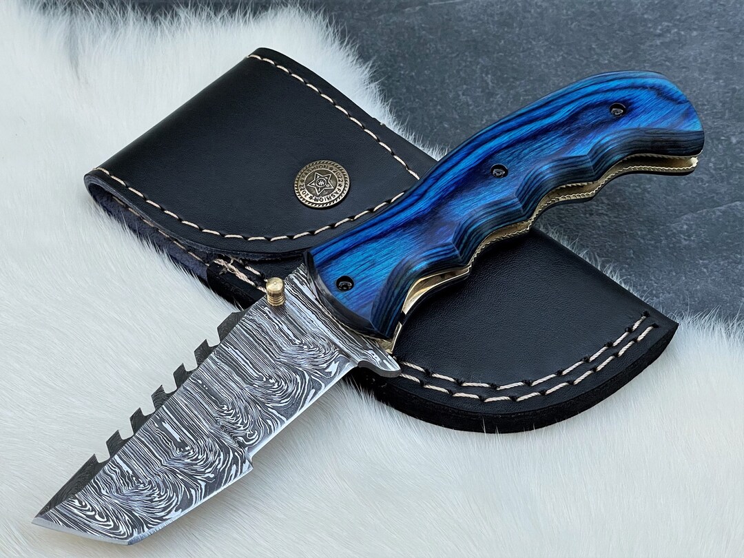 Exclusive Handmade Patina Damascus Folding Knife