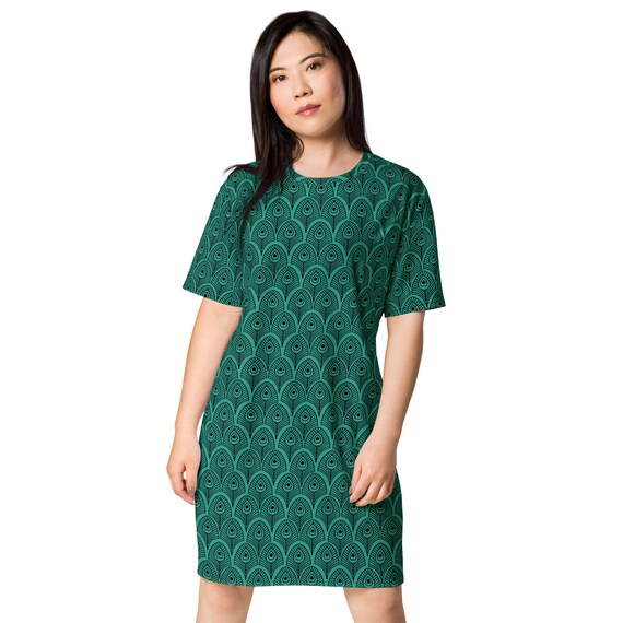 aqua t shirt dress Aqua Peacock T-Shirt Dress