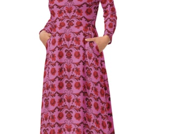 Fuchsia Floral Midi Dress