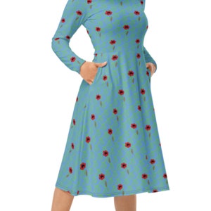 strapless open back dress Isabelle Navy Red Poppy Float Sleeve Maxi Dress – Scarlett & Jo main image 1