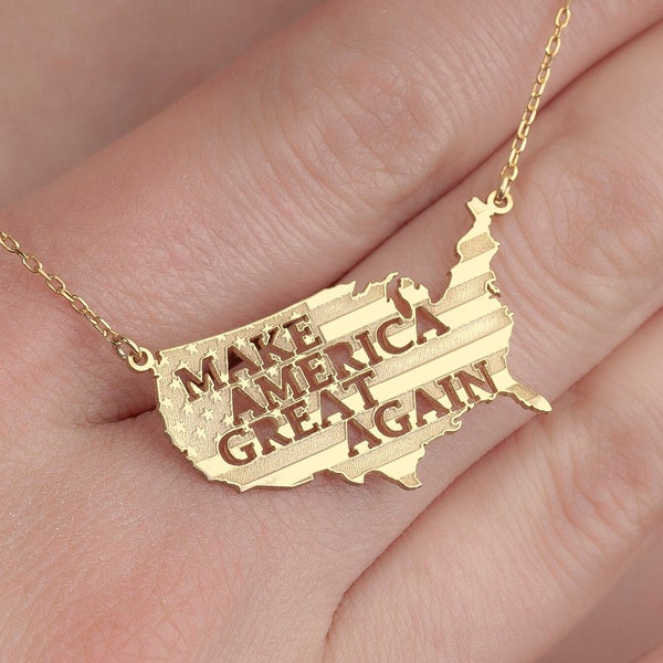 Handgemachte MAGA Halskette von SwanLoyalty - Gold Make America Great Wieder Schmuck - Geschenk für Patrioten - Einzigartiger Amerikanischer Schmuck