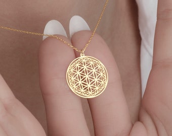 Handmade Flower of Life Necklace by SwanLoyalty • Custom Spiritual Gold Necklace • Personalized Dainty Necklace • Perfect Gift for Her