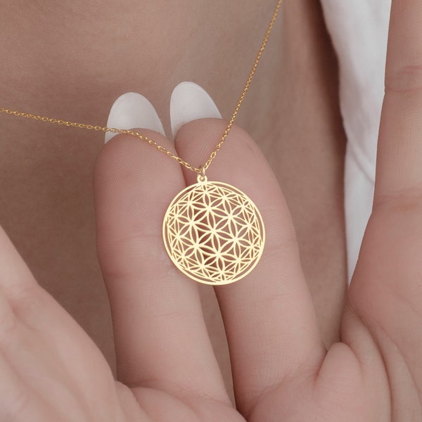 Handmade Flower of Life Necklace by SwanLoyalty • Custom Spiritual Gold Necklace • Personalized Dainty Necklace • Perfect Gift for Her