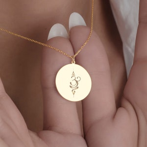 Handmade Breathe Symbol Necklace by SwanLoyalty • Custom Spiritual Gold Coin Necklace • Dainty Personalized Sacred Geometry Yoga Necklace