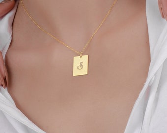 Handmade Gold Plated Silver Initial Necklace by SwanLoyalty • Personalized Initial Jewelry • Custom Dainty Letter Necklace • Letter Charm