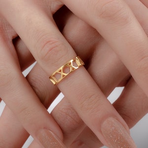 Handmade Gold Plated Silver Roman Numerals Ring by SwanLoyalty • Date Ring • Ring for Wedding Date • Anniversary Jewelry • Gift for Woman