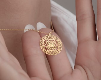 Handmade Sri Yantra Necklace by SwanLoyalty • Custom Spiritual Gold Necklace • Dainty Sacred Geometry Necklace • Perfect Gift for Her