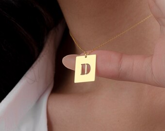 Handmade Gold Plated Silver Initial Necklace by SwanLoyalty • Personalized Initial Jewelry • Custom Dainty Letter Necklace • Letter Charm