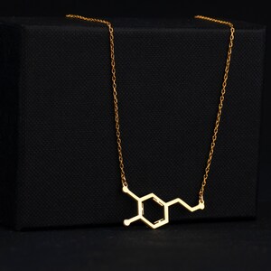 Handmade Dopamine Molecule Necklace by SwanLoyalty Gold Plated Silver Science Pendant Chemical Jewelry Gift for Scientist image 6