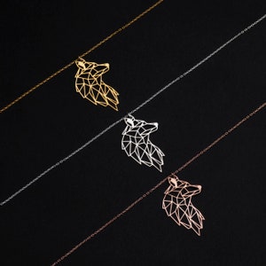 Handmade Origami Wolf Necklace by Swanloyalty Gold Plated Silver Wolf ...