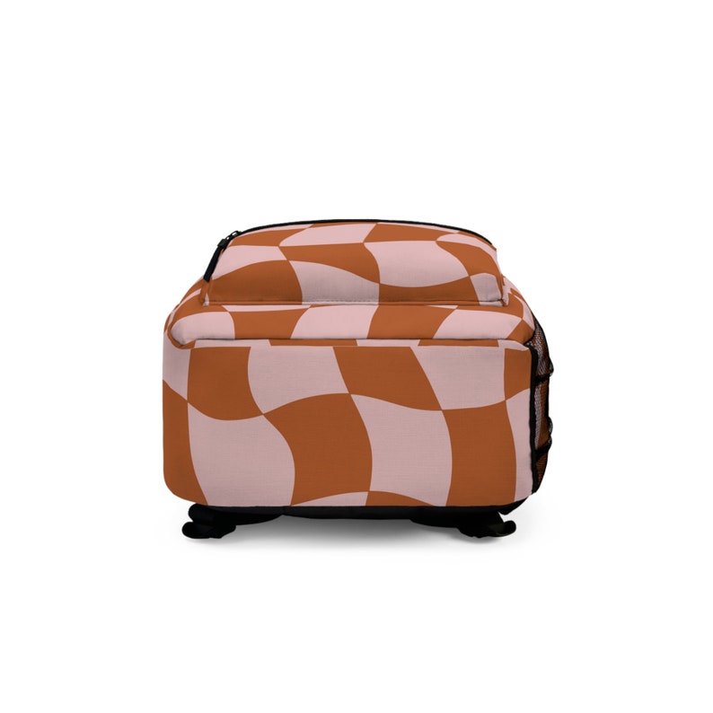 Retro Wavy Pink and Brown Checkered Backpack - Etsy