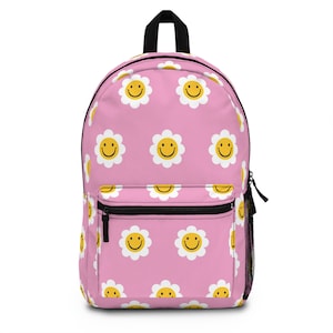 Pink Smiley Flower Retro Backpack