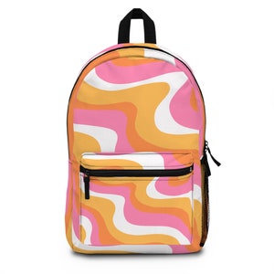 Retro gewellter rosa und orange Rucksack