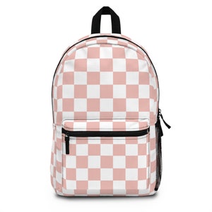 Pink checkerboard backpack deals