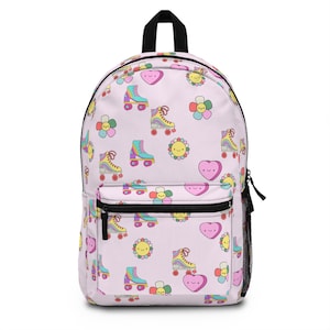 Pink Retro Roller Skate Backpack, Large Backpack, School Backpack, Pink Bag