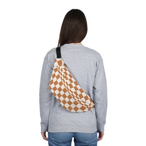 Brown and White Checkered Soft Belt Bag 