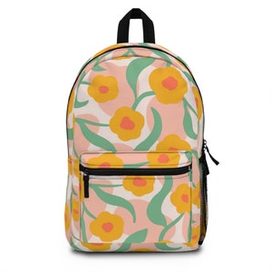 Retro Yellow & Pink Floral Backpack