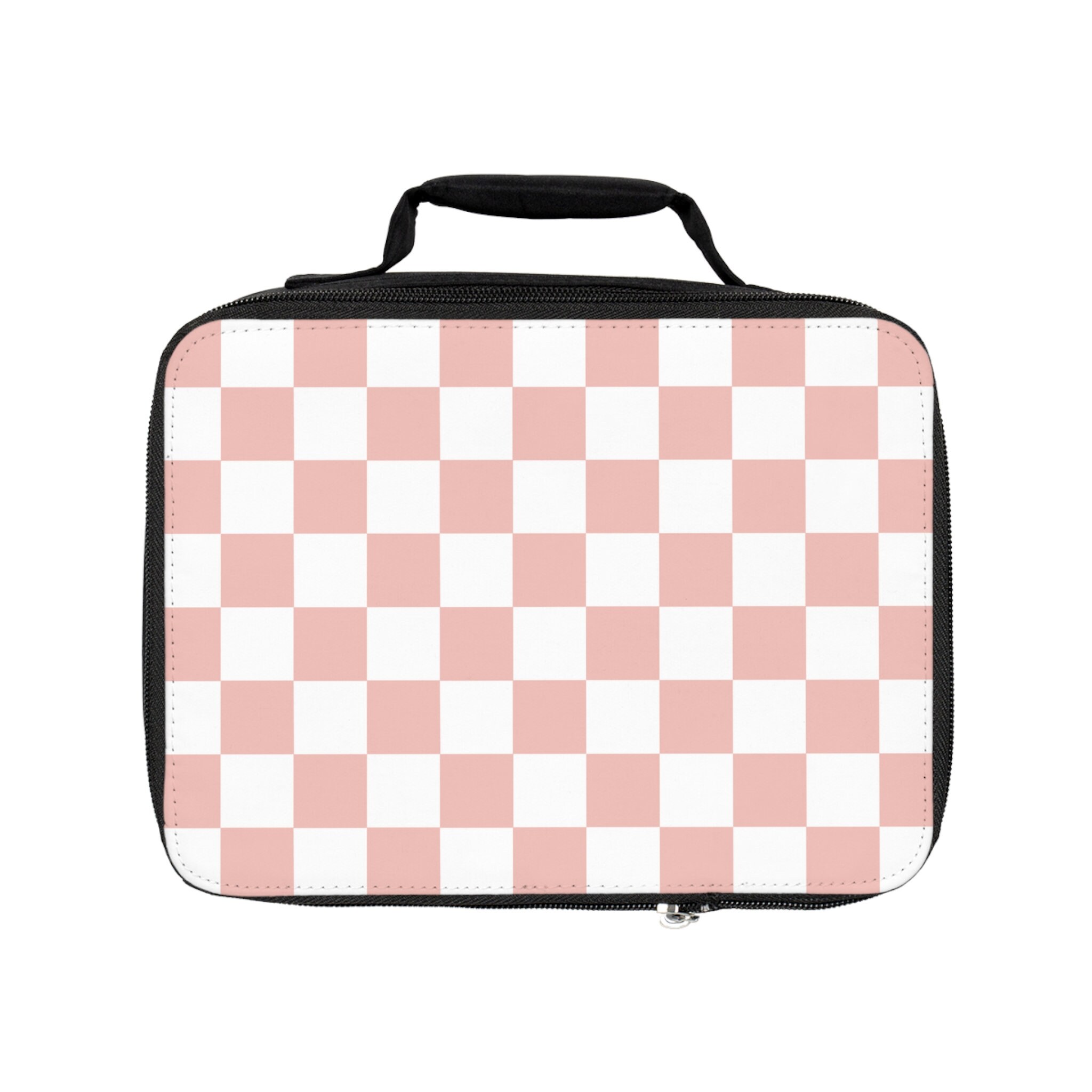 pink checkered lunch bag