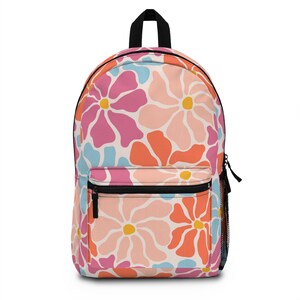 Retro Blumen Rucksack in 70er Jahre Farben