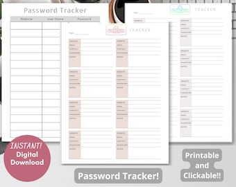 Happy Planner Inserts Password Tracker Printable Password - Etsy