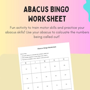 Planilha de bingo de ábaco, cartões de bingo, bingo matemático, cópia digital, download instantâneo, brincar para aprender, matemática é divertida, matemática de ábaco, matemática divertida
