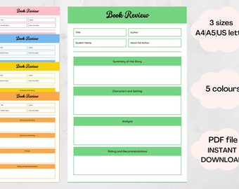 Printable Buch-Rezensions-Tagebuch: Leseplan für Homeschool (PDF Download)