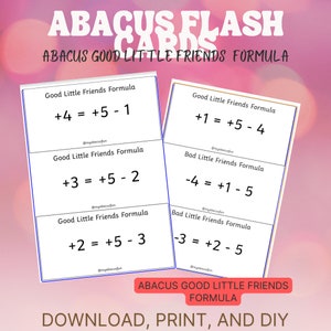 Abakus Formelkarten, Mathe Karteikarten, Abakus Formelkarten, gute und schlechte kleine Freunde, Bindungen von 5, mach es 5, Zahlenbindungen, Mathekarte