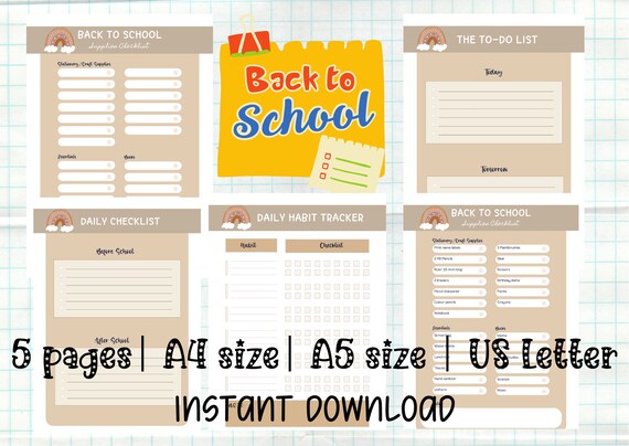 Back to School Checklists Printable Checklists Kids Daily - Etsy