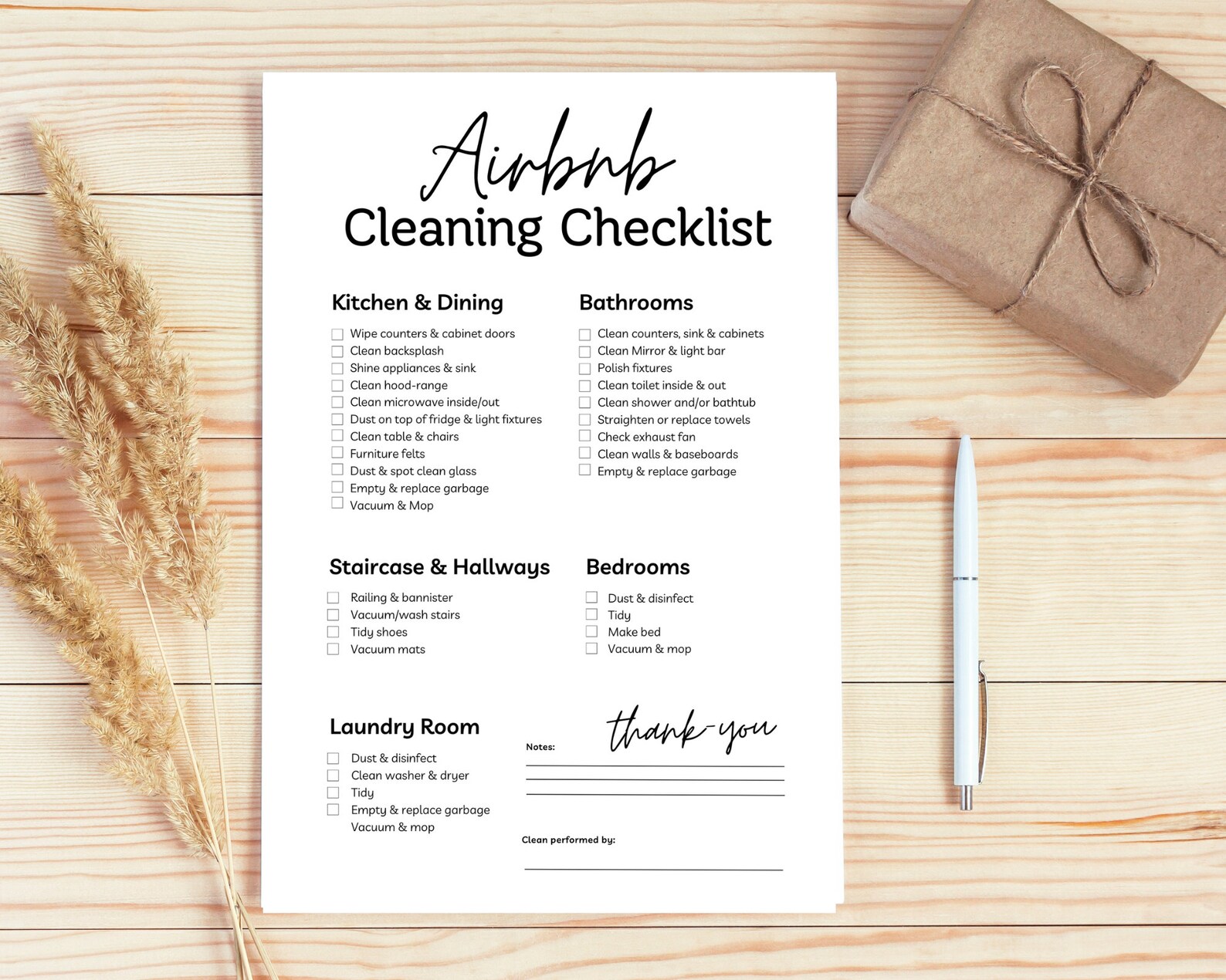 Minimalist Airbnb Cleaning Checklist, Airbnb Housekeeping Checklist