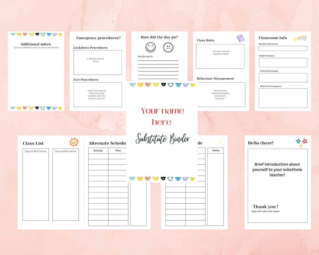 Substitute Teacher Binder Template: Minimalist School Theme (canva ...