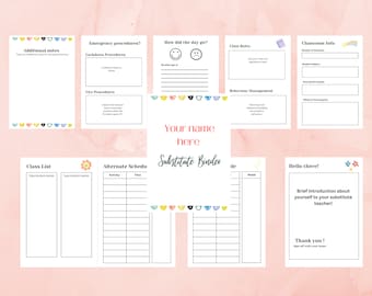 Substitute Teacher Binder Template: Minimalist School Theme (Canva Editable, Printable)