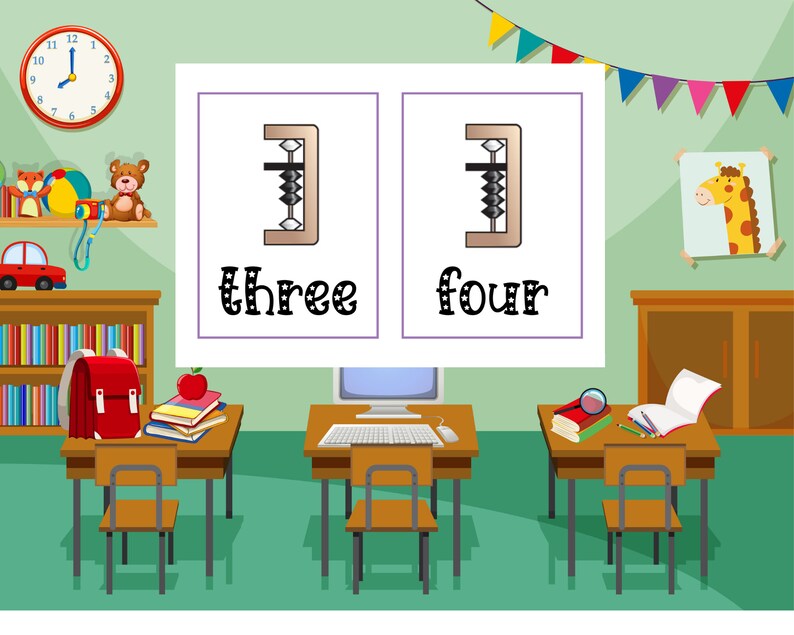 Abacus Soroban Counting Flash Cards, Printable Math Activity, Preschool