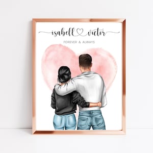 Impresión personalizada de pareja, regalo de aniversario para él/ella, regalo para parejas, impresión de novio/novia, regalo para ella, regalo de Navidad, San Valentín
