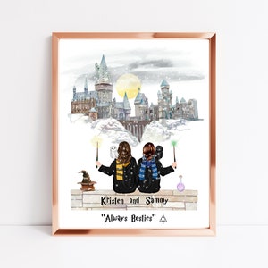 Benutzerdefinierte Zauberer BFF Porträt - Personalisiertes Geschenk für die Beste Freunde - Personalisierter Besties Druck - Zauberer Familie Druck - Weihnachtsgeschenk für Sie