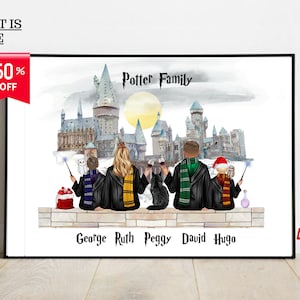 Regalo personalizzato per la famiglia di maghi - perfetto per compleanni, Natale, migliori amici, feste, scuola di magia - stampe digitali