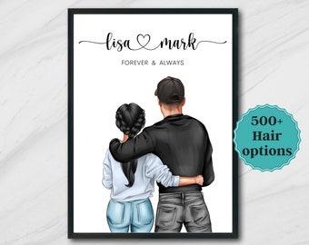 Personalised Couple Print Gift For Boyfriend/Girlfriend, Anniversary Gift, Gift for Her, Customised Couple Gift, Valentine Day Gift For Her