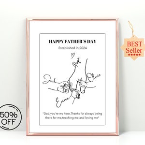 Regalo con disegno al tratto e frasi commoventi personalizzate da parte di figli e moglie per la festa del papà - Compleanno del papà - Papà e nonno - Regalo per neo-papà