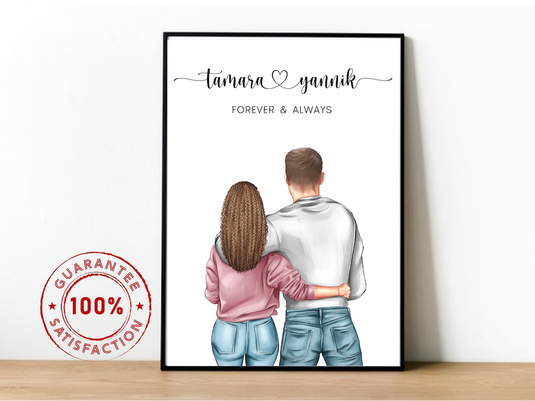 Personalized Couple Portrait Print – Anniversary Gift (digital Download ...
